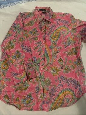 Size L Lauren Ralph Lauren Pink Button-Up Shirt, Button Down Shirt